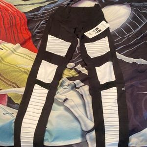 Alo black and white high waist moto leggings